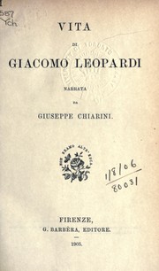 Cover of: Vita di Giacomo Leopardi
