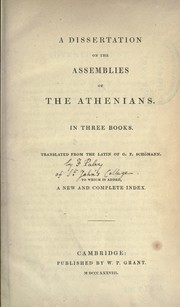 Cover of: A dissertation on the assemblies of the Athenians: in three books