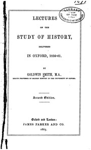 Cover of: Lectures on the Study of History, Delivered in Oxford, 1859-61.