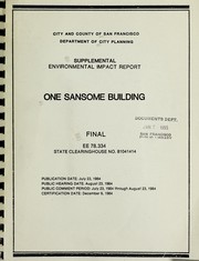 Cover of: One Sansome building: [draft] supplemental environmental impact report