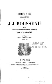 Cover of: Oeuvres complètes de J. J. Rousseau