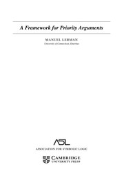 Cover of: A framework for priority arguments by M. Lerman