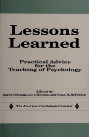 Cover of: Lessons Learned: Practical Advice for Teaching of Psychology