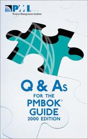 Cover of: Q & As for the PMBOK Guide, 2000 Edition by Project Management Institute, Project Management Institute