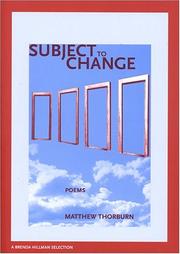 Cover of: Subject to change by Matthew Thorburn