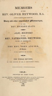 Cover of: Memoirs of the Rev. Oliver Heywood, B.A by Richard Slate