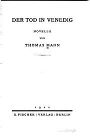 Cover of: Der Tod in Venedig: Novelle by Thomas Mann