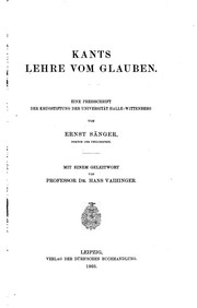 Cover of: Kants lehre vom glauben. by Ernst Adolf Sänger