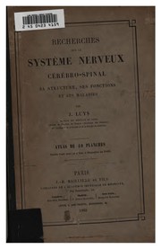Cover of: Recherches sur le système nerveux cérébro-spinal atlas