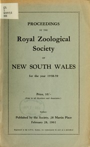 Cover of: Proceedings of the Royal Zoological Society of New South Wales by Royal Zoological Society of New South Wales
