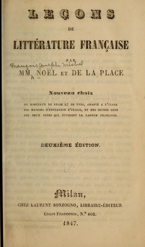 Leçons de littérature française by François Noel