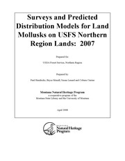 Cover of: Surveys and predicted distribution models for land mollusks on USFS Northern Region lands by P. Hendricks