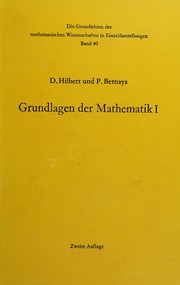 Cover of: Grundlagen der Mathematik. by David Hilbert
