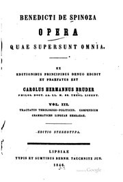 Cover of: Benedicti de Spinoza Opera quae supersunt onmia.