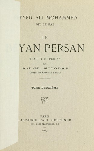 Le Béyan persan by Ali Muhammad Shirazi Bab