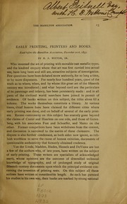 Cover of: Early printing, printers and books