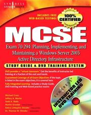 Cover of: MCSE Exam 70-294 Study Guide and DVD Training System by Dr. Thomas W. Shinder, Brian Frederick, Todd Walls, Syngress Media, Thomas W. Shinder, Debra Littlejohn Shinder