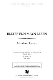 Cover of: Bleṭer fun mayn leben by Abraham Cahan