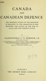 Cover of: Canada and Canadian defence by C. W. Robinson