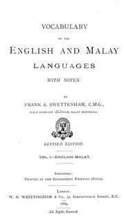 Cover of: A vocabulary of the English and Malay languages