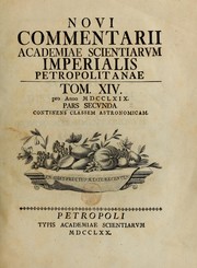 Cover of: Novi Commentarii Academiae Scientiarum Imperialis Petropolitanae by Imperatorskaia akademiia nauk i khudozhestv (Russia)