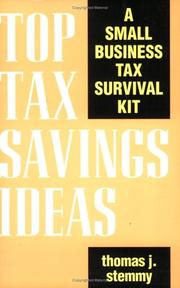Cover of: Top tax savings ideas by Thomas J. Stemmy