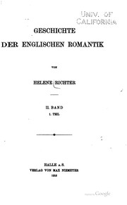 Cover of: Geschichte der englischen Romantik. by Richter, Helene