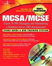 Cover of: MCSA/MCSE Managing and Maintaining a Windows Server 2003 Environment: Exam 70-290 Study Guide and DVD Training System