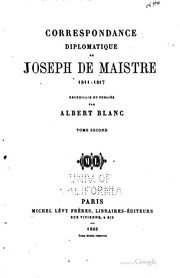 Cover of: Correspondance diplomatique de Joseph de Maistre, 1811-1817 by Joseph Marie de Maistre