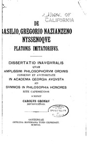 Cover of: De Basilio, Gregorio Nazianzeno Nyssenoque Platonis imitatoribus by Karl Gronau