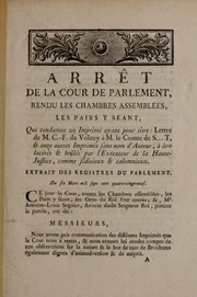 Cover of: Arrêt de la cour de Parlement by France. Parlement (Paris)