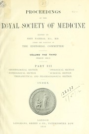 Cover of: Proceedings by Royal Society of Medicine, London