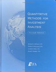 Cover of: Quantitative Methods For Investment Analysis | Richard Armand Defusco