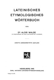 Cover of: Lateinische etymologisches wörterbuch