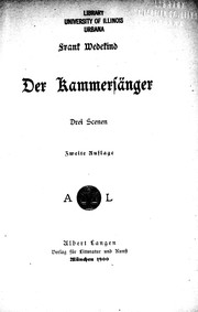 Cover of: Der Kammersänger by Frank Wedekind