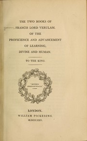 Cover of: The  two books of Francis, lord Verulam. by Francis Bacon