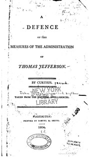 Cover of: A defence of the measures of the administration of Thomas Jefferson by Taylor, John