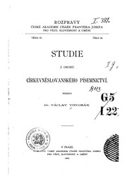 Cover of: Studie z oboru církevněslovanského písemnictvi, podává Václav Vondrák