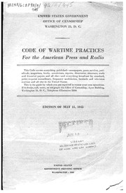 Cover of: Code Of Wartime Practices For The American Press And Radio by 