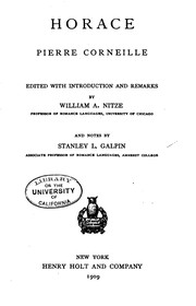 Cover of: Horace by Pierre Corneille, William Albert Nitze , Stanley Leman Galpin