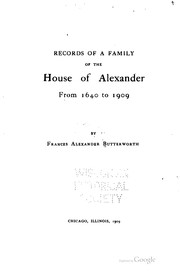 Cover of: Records of a family of the house of Alexander by Frances Alexander Butterworth