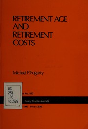 Cover of: Retirement Age and Retirement Costs (PSI Report)