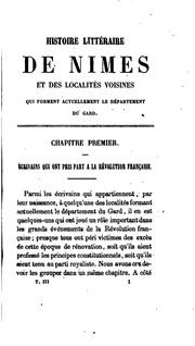 Cover of: Histoire littéraire de Nimes, et des localités voisines qui forment actuellement le département ...
