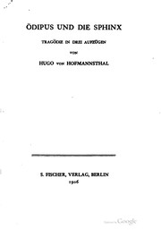 Cover of: Ödipus und die Sphinx by Hugo von Hofmannsthal