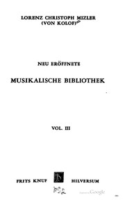 Cover of: Neu eröffnete musikalische Bibliothek