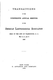 Cover of: Transactions of the Annual Meeting of the American Laryngological Association