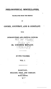 Cover of: Philosophical Miscellanies by Victor Cousin , Théodore Simon Jouffroy, Benjamin Constant