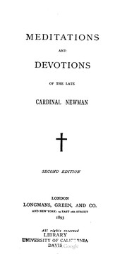 Cover of: Meditations and devotions of the late Cardinal Newman