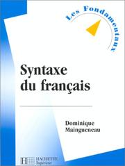 Cover of: Syntaxe du français, édition revue et mise à jour