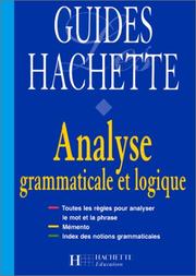 Cover of: Analyse grammaticale et logique